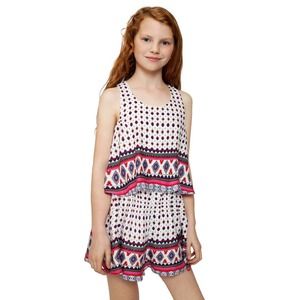 Truly Me By Sara Sara Girl Romper Jumpsuit Sleeveless Colorful Print Size 8